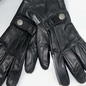Black Leather Motorcycle Gloves for Men